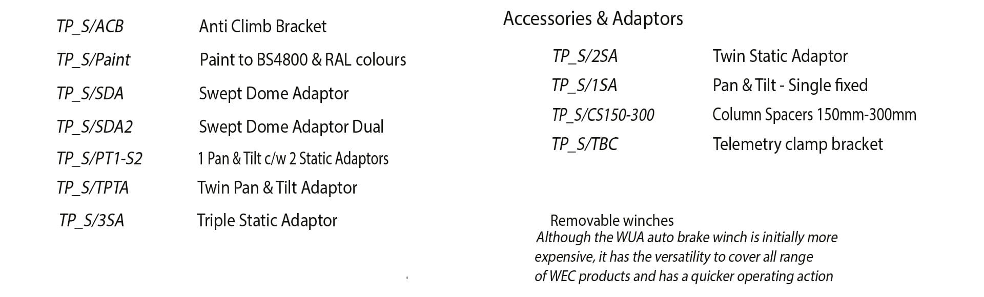 Accessories and Adaptors - MTP Range
